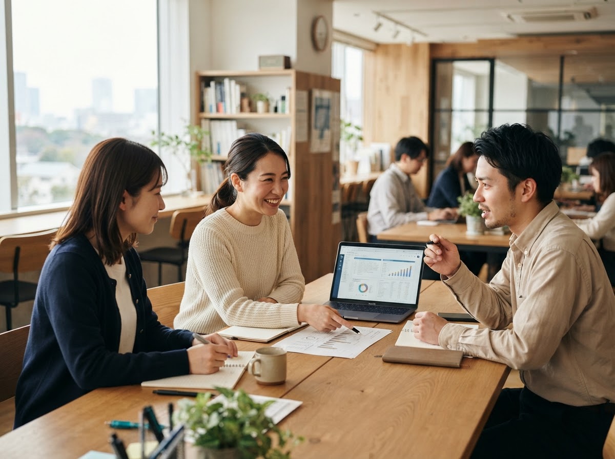 Ronekatoのチームがデータ分析モデルについて話し合う様子